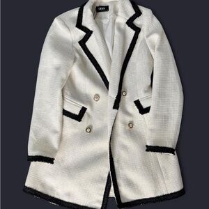 CIDER White with Black Trim Tweed Jacket